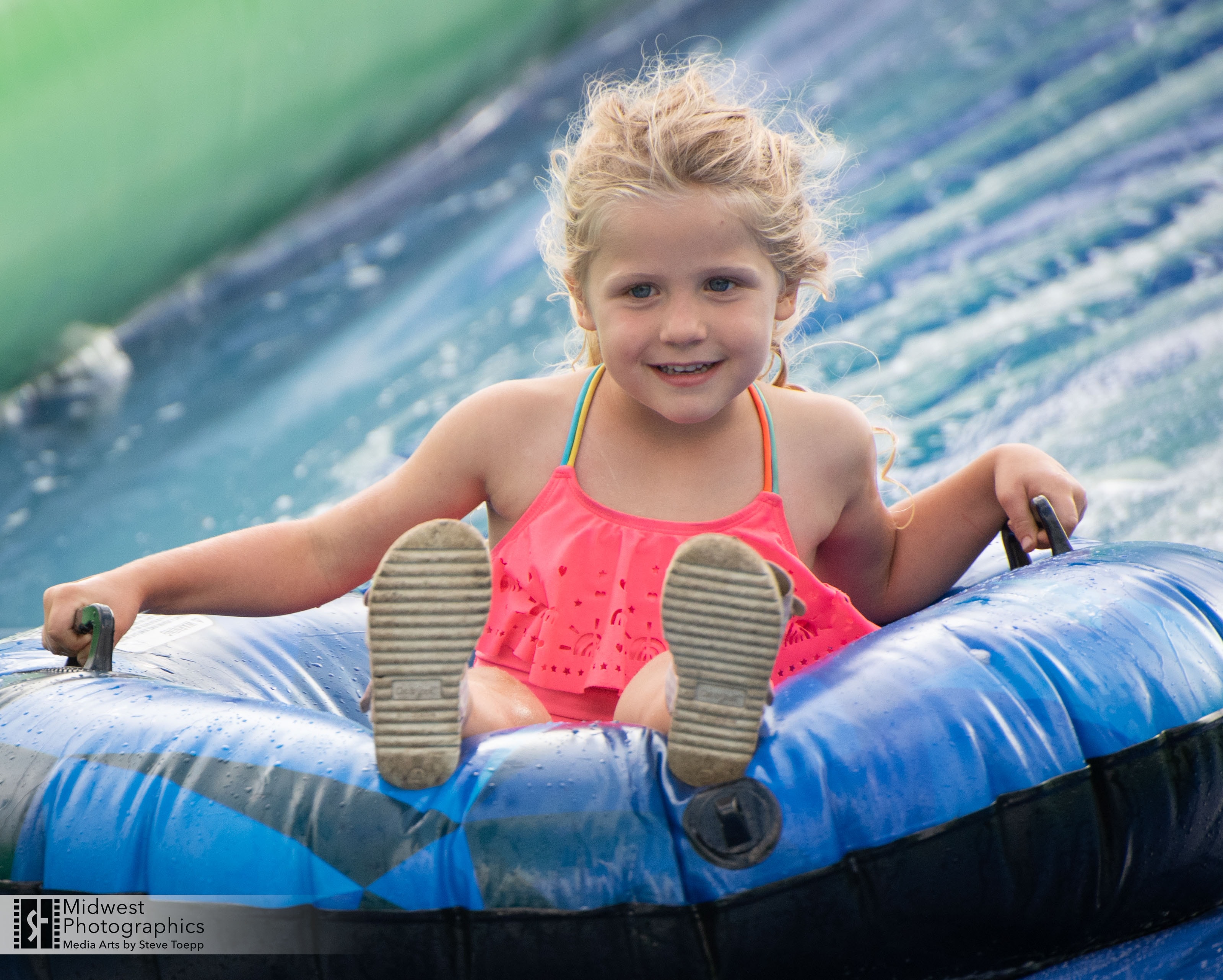 Lifestyle portrait at a water slide